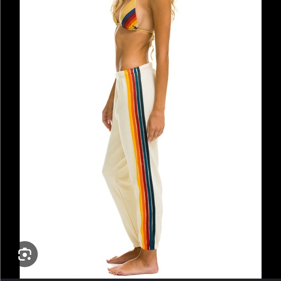 Aviator Nation Pants - Cream & Rainbow Aviator Nation Sweatpnats
